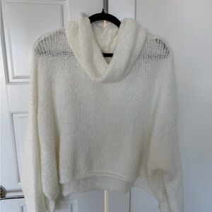 Free People White Cowl Neck Sweater